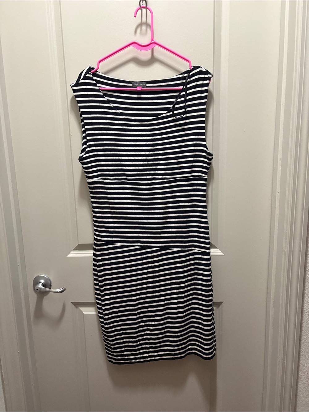 Vince Camuto Black and White Striped Midi Dress